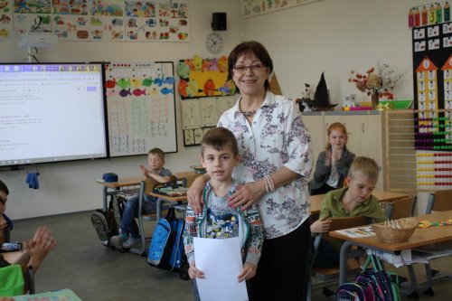 Návštěva dětí ze třídy zelených jablíček v prvních třídách ZŠ Františka Horenského Boršice 2  