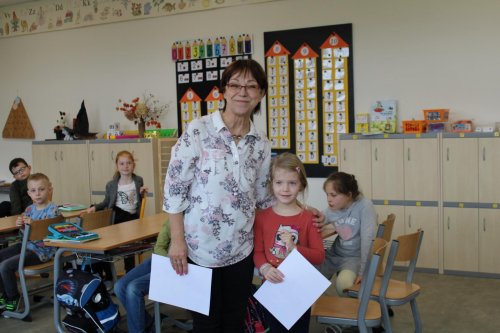 Návštěva dětí ze třídy zelených jablíček v prvních třídách ZŠ Františka Horenského Boršice