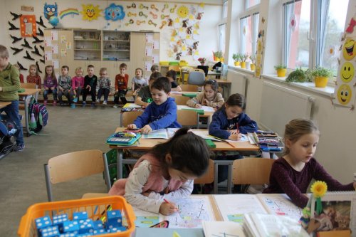 Návštěva dětí ze třídy zelených jablíček v prvních třídách ZŠ Františka Horenského Boršice 15  