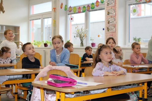 Návštěva dětí ze třídy zelených jablíček v prvních třídách ZŠ Františka Horenského Boršice 7  