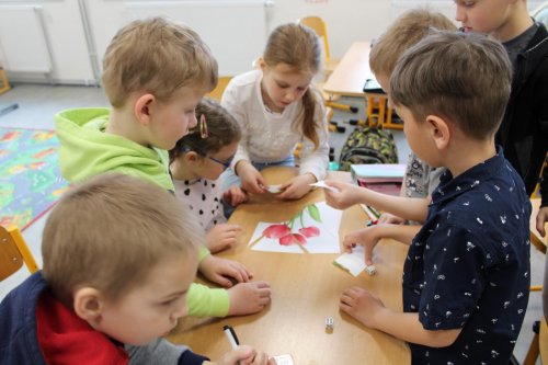 Návštěva dětí ze třídy zelených jablíček v prvních třídách ZŠ Františka Horenského Boršice 27  