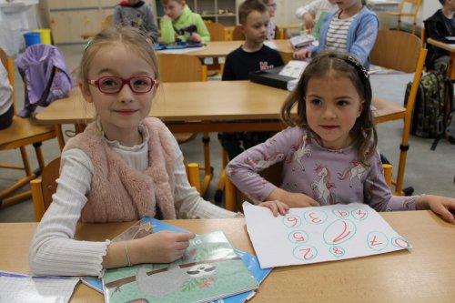 Návštěva dětí ze třídy zelených jablíček v prvních třídách ZŠ Františka Horenského Boršice 2  