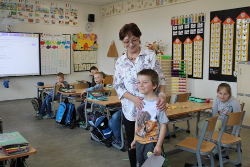 Návštěva dětí ze třídy zelených jablíček v prvních třídách ZŠ Františka Horenského Boršice 12  